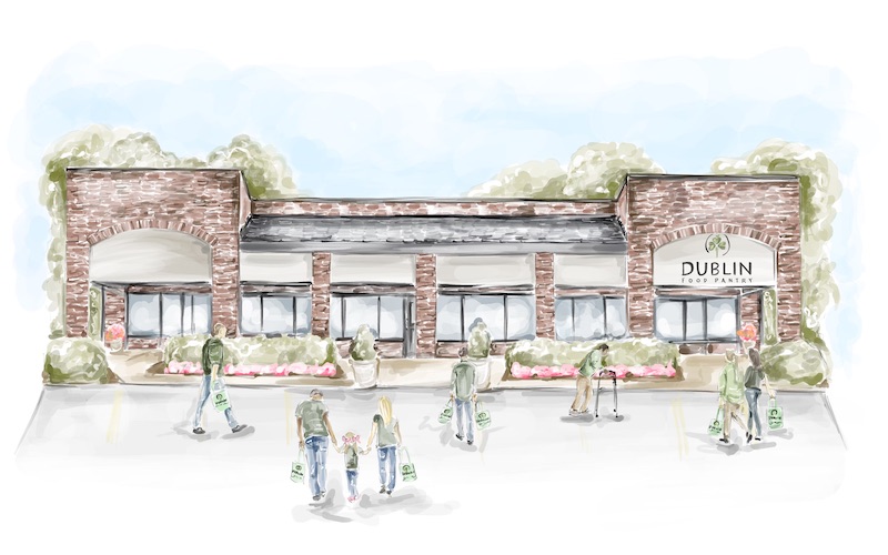 A rendering of the front of the new Dublin Food Pantry building.