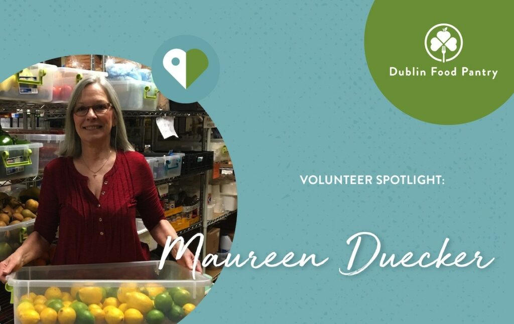 Maureen Duecker volunteering at the Dublin Food Pantry.